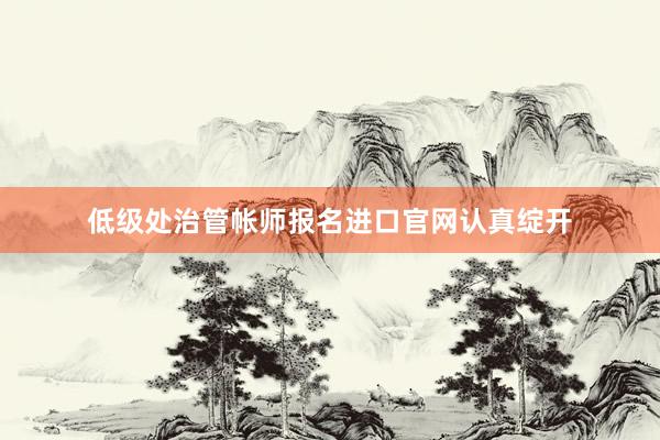 低级处治管帐师报名进口官网认真绽开