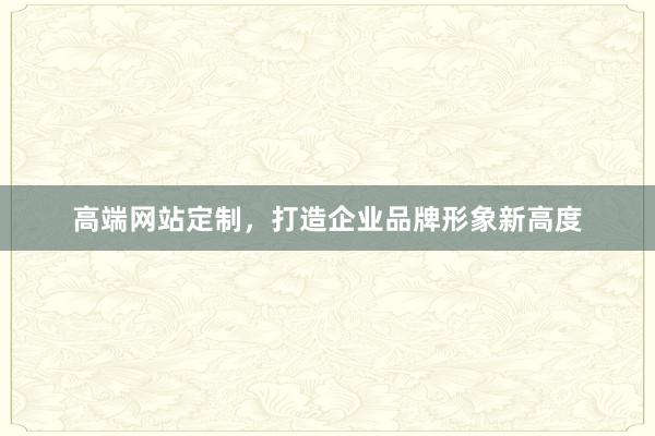 高端网站定制，打造企业品牌形象新高度