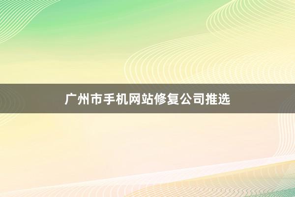 广州市手机网站修复公司推选